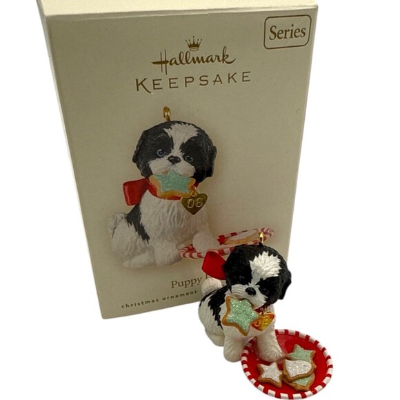 2008 Hallmark Puppy Love 18th Dog Series Shih Tzu Christmas Ornament Cookies - Picture 1 of 15